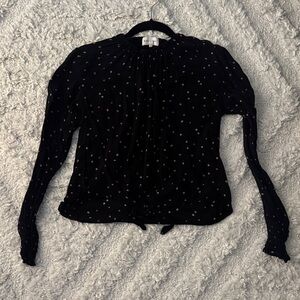 Elegant Black Women's Top with Mini Flowers